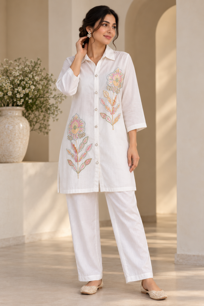 Women’s Embroidered Cotton Cord Set