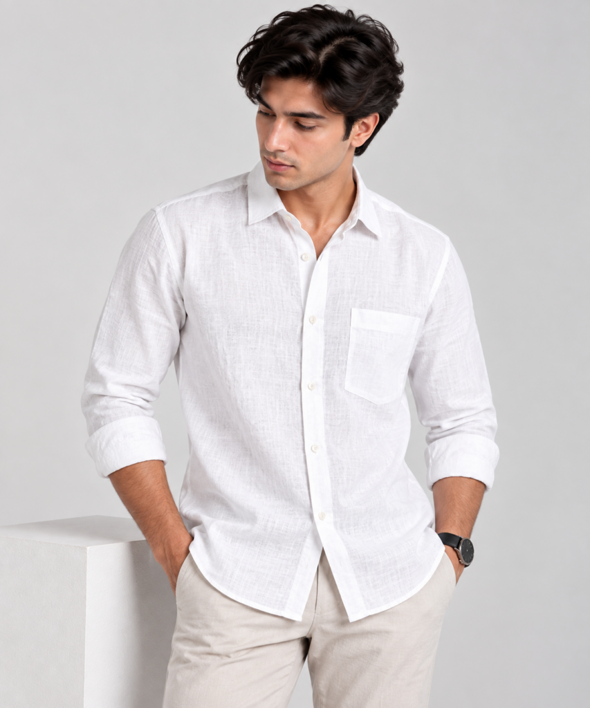 Solid White Linen Shirt