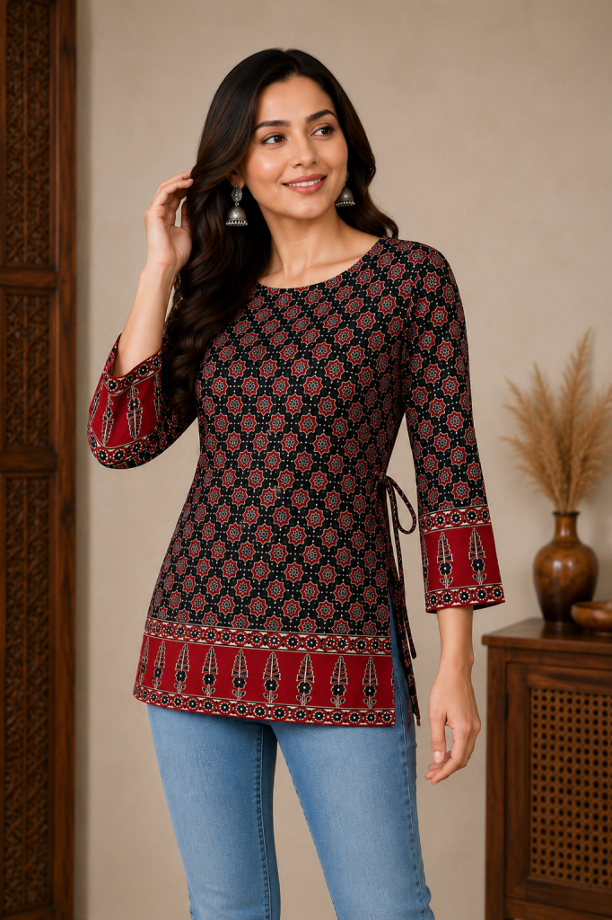 Aavya Printed Cotton Short Kurti