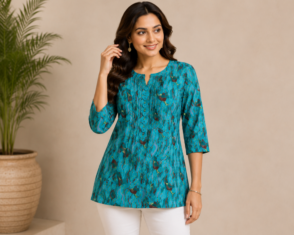 Aurelia Turquoise Short Kurti