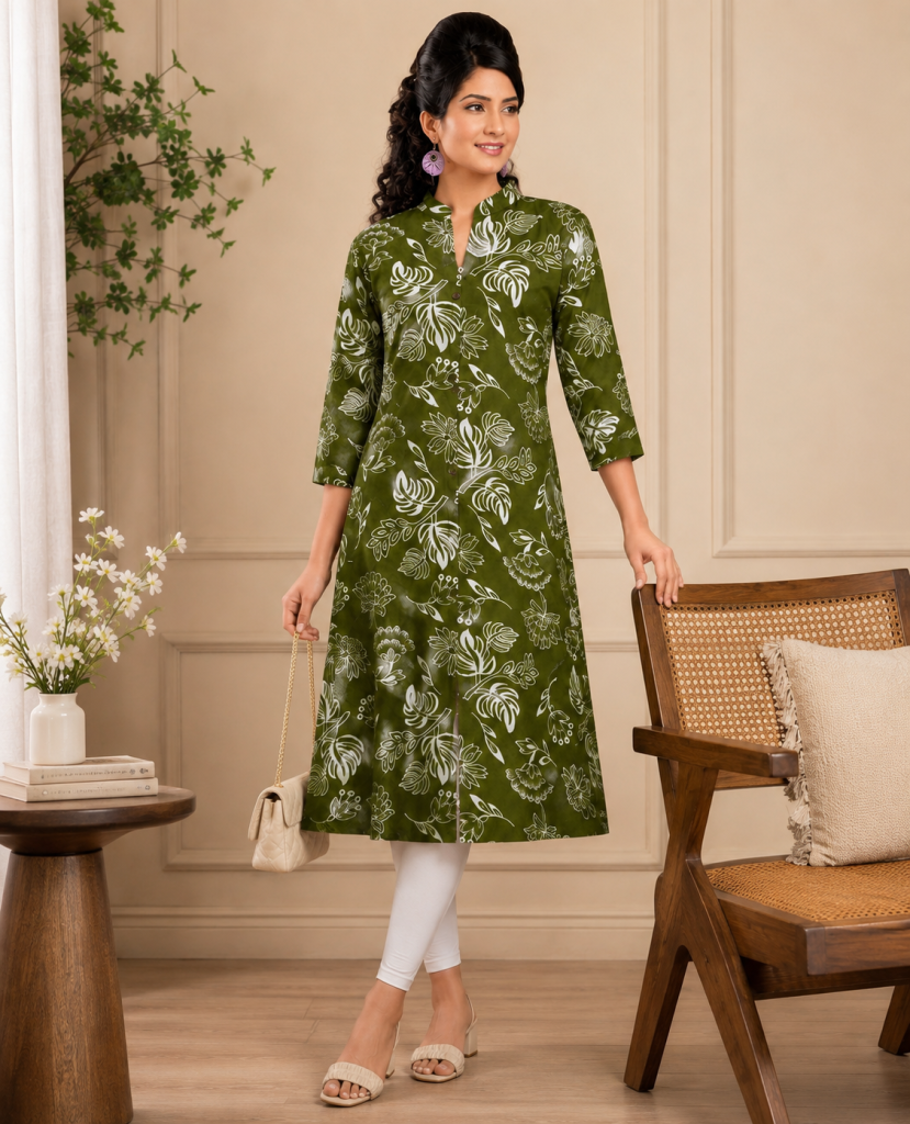 Floral A-Line Rayon Kurti