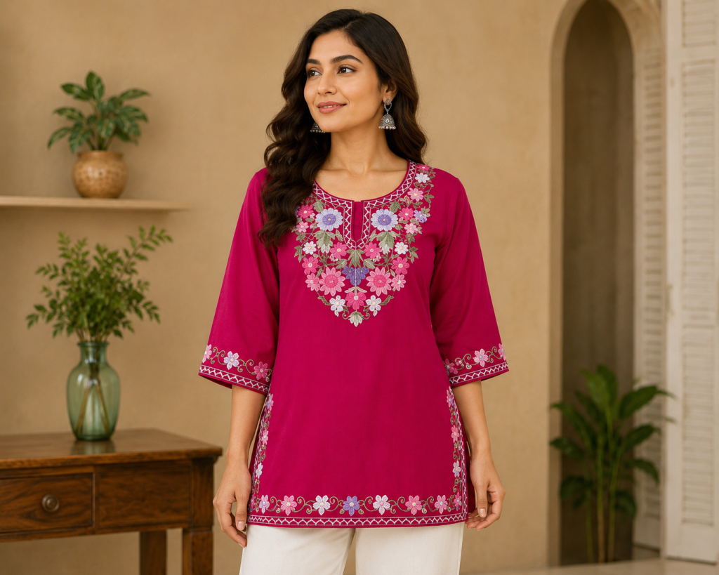 Floral Embroidered Short Top